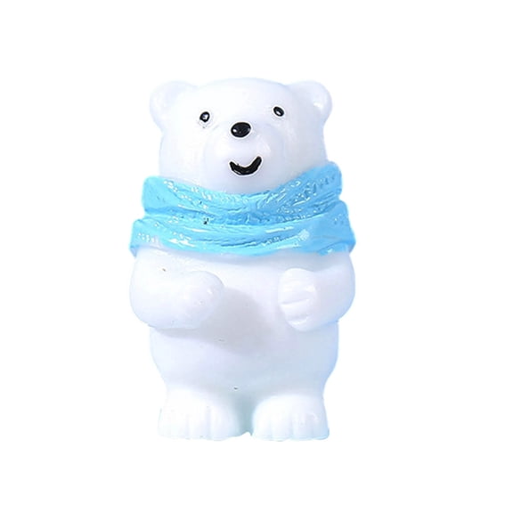 ZJNGJC Mini Resin Polar Bear Figurines Cute Resin Figurines with Scarf for Table, Micro Landscape & Home Ornament B