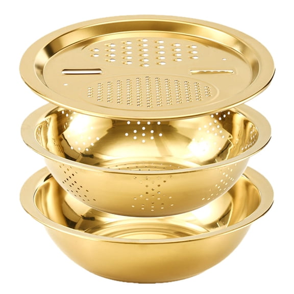 ZJNGJC Multifunctional Stainless Steel Basin,Stainless Steel Shredding & Drainage Chopping Basin,5-in-1 Strainer and Drain Basket for Vegetables Fruits,Rice Rinser Food Graters,10.24inch