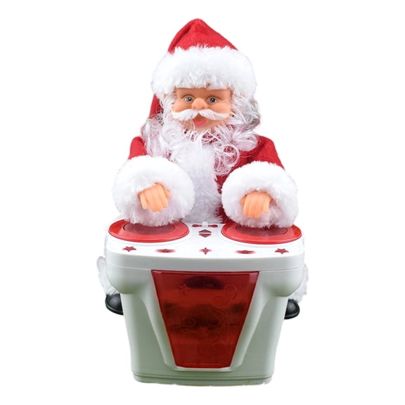 ZJNGJC Rock Drumming Santa Playing Drum Red Green Doll Musical Moving Figure Snowman Battery Operated Home Xmas Holiday Party Ornament A