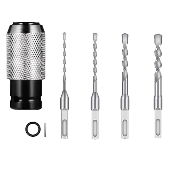 ZJNGJC Rotary Hammer Adapter with Impact Drill Bits Set, Multi-functional Electric Hammer to Drill Converter with Adapter and 4 Hammers Bits, Quick Release Adapters Converter for Drills Wrench