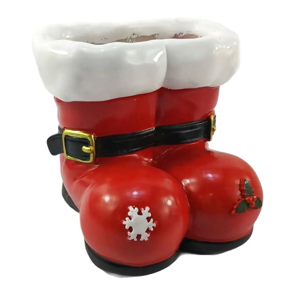 ZJNGJC Santa Boots Planter,Creative Resin Santa Boots Christmas Planter, Red and White Decorative Holiday Flower Pot, 4.33 Inch Height, Snowflake Design, Indoor Holiday Decor Red