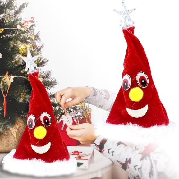 ZJNGJC Santa Hat Dancing Toy Seasonal Holiday Classroom School Birthday Living Room Celebration Display Thanksgiving Home Stylin Red