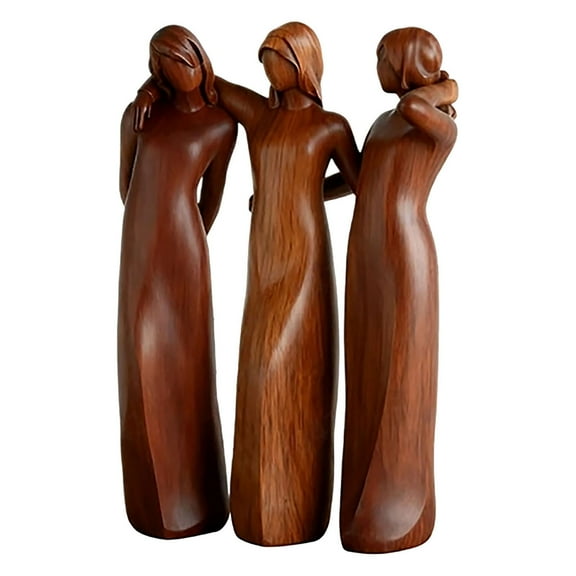 ZJNGJC Sisters by My Side, 5" Celebrates Friendships Three Sisters Sculpture, Resin Woman Decorative Sculptures Tinted Home Decor Statue, Special Friendship Day Present for Besties Female Brown