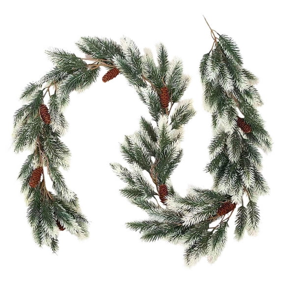 ZJNGJC Snow-Dusted Pine Garland (1.98m/77.95in) - Holiday Decor for Fireplace, Staircase & Winter Home Styling Green