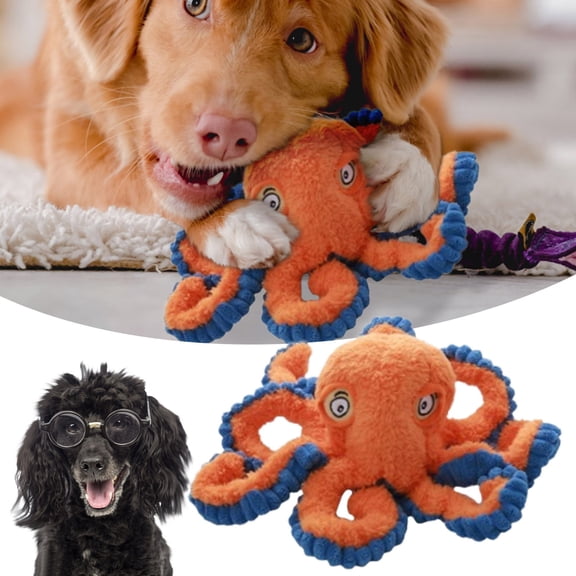 ZJNGJC Squeaky Dog Toy for Puppy Teething, Plush Octopus Dog Toy, Puppy Chewing Toy, Soft Stuffed Chew Toys for Small Dogs Training and Keep Them Busy A
