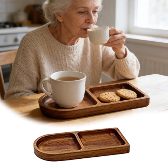 ZJNGJC Wood Try - Divided Prevent Flavors Mixing Holder | Wooden Trays for Food | for Home Kitchen Cooking Candy Bread Milk Burrito Potato Chips Nuts Vegetables Fruits