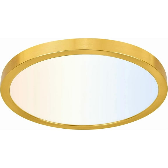 ZJQYDS 12 Inch Selectable CCT LED Round Flat Panel Light, 24W 3000K/4000K/5000K, Edge-Lit Flush Mount Ceiling Light Fixture for Kitchen, Bedroom, Laundry and Closet Room,Gold