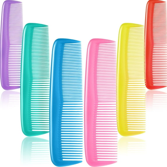 ZJQYDS 12 Pieces Hair Combs Set Pocket Plastic Fine Tooth Dressing Comb for Women and Men, Peines Para Cabello(Yellow, Purple, Green, Blue, Red, Pink)