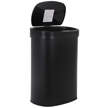 ZJQYDS 13 Gallon 50 Liter Garbage Can Kitchen Trash Can with Lid Automatic Sensor Touch Free Stainless Steel Waste Bin for Bathroom Bedroom Home Office,Black