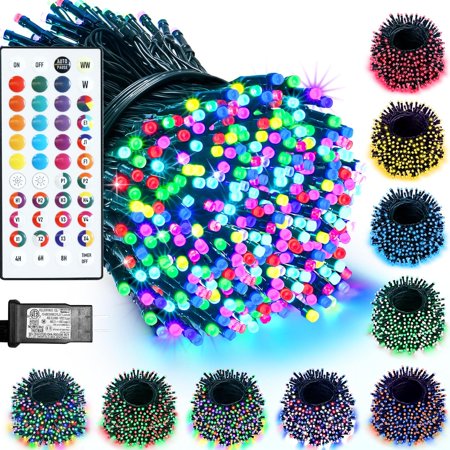 ZJQYDS 164FT Christmas Lights Outdoor, 35 Colors Changing 500 LED String Lights Green Wire Remote Timer, Waterproof Halloween Light for Indoor Outdoor Holiday Party Xmas Tree Wedding Decor
