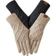 thumbnail image 1 of ZJQYDS 2 Pairs Winter gloves for women Touch screen Elastic Thermal knit Lining Warm Gloves for Cold weather, 1 of 8
