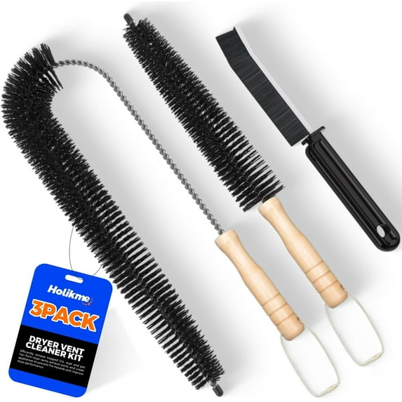 ZJQYDS 3 Pieces Dryer Vent Cleaner Kit - Lint Removal Cleaning Tool,Dryer Vent Trap Cleaning Brush,Long Flexible Refrigerator Coil Brush,Crevice Gap Cleaning Tool Brush