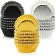 thumbnail image 1 of ZJQYDS 450Pcs Graduation Foil Cupcake Liners Black Gold Silver Cupcake Wrappers Foil Metallic Muffin Liners Baking Cups for Graduation Birthday New Year Party Decorations Supplies, 1 of 14