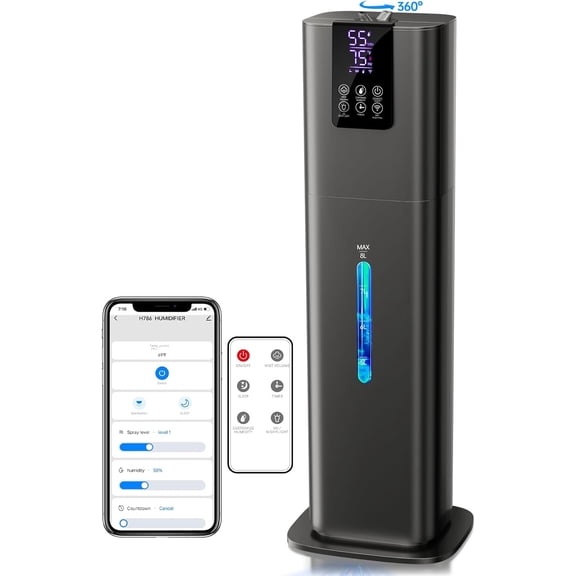 ZJQYDS 8L Smart Humidifier for Large Room Bedroom, Cover up to 505ft², Easy Top Fill, Remote & APP Control, Aroma Box, RGB Light, Last 48 Hours Suitable for Indoor Plant, Office, Home