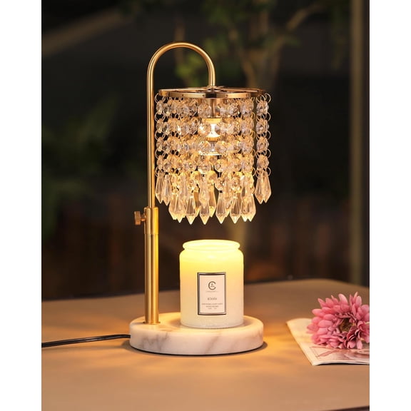ZJQYDS Candle Warmer Lamp with Timer Dimmer and 3 Bulbs,Adjustable Height for New Home Bedroom, Vintage Home Decor for Scented Jar, House Warming Decor Gifts, Minimalist Crystal