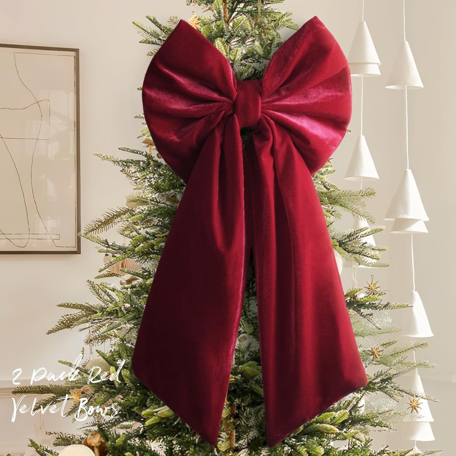ZJQYDS Christmas Decorations - Christmas Bows - 2 Pack 36x18 Inches Large  Red Velvet Christmas Tree Topper - Burgundy Ribbon Gift Bows - Xmas Decor  for Indoor Outdoor Home Wreaths Mantle Front Door - Walmart.com, image size:1500x1500