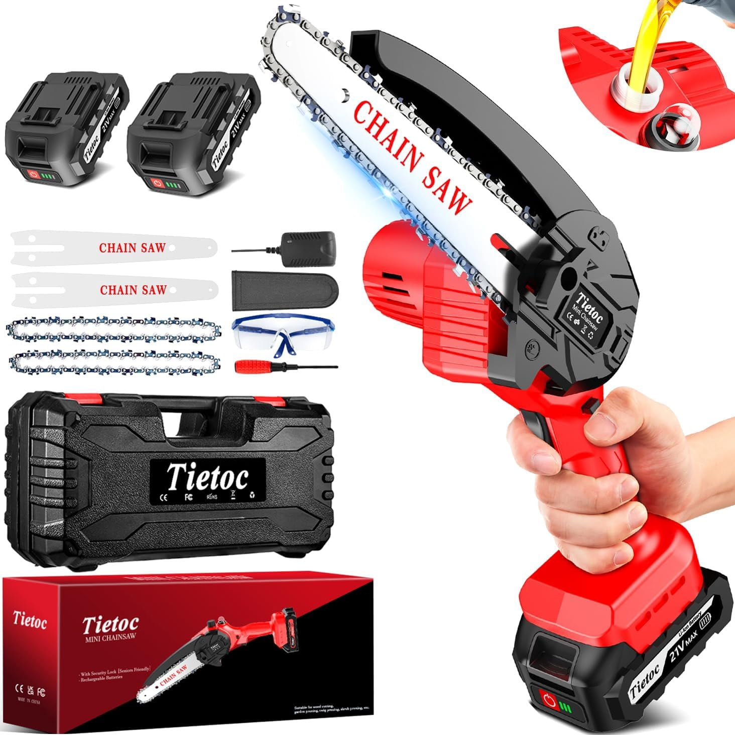 ZJQYDS Cordless Mini Chainsaw 6 Inch [Women Friendly] Small Chainsaws ...