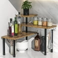 thumbnail image 1 of ZJQYDS Countertop Organizer Organization, 3 Tier Moveable Corner Shelf Organizer for Kitchen, Bathroom, Spice Rack, Coffee Area, Over Sink, Dresser Table (Rustic Brown), 1 of 6