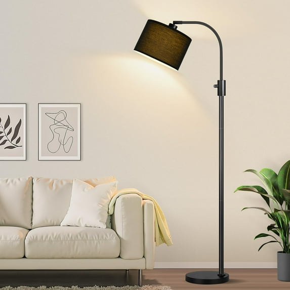 ZJQYDS Dimmable Black Floor Lamp, 1200 Lumens LED Bulb Included, Arc Floor Lamps for Living Room Modern Standing Lamp with Black Shade, Tall Lamp for Living Room Bedroom Office Reading Room Office