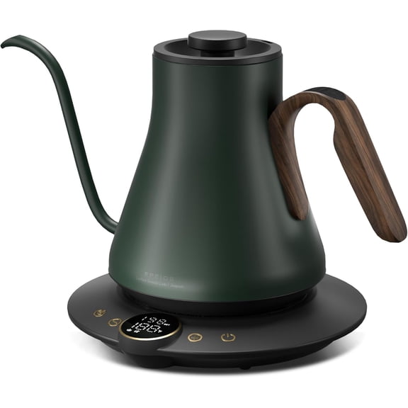 ZJQYDS Electric Kettle with ±1℉ Temperature Control for Pour Over Coffee & Tea, Quick Heating, BPA-Free Stainless Steel, Built-in Brew Timer, 1500W/0.9L (Forest Green)