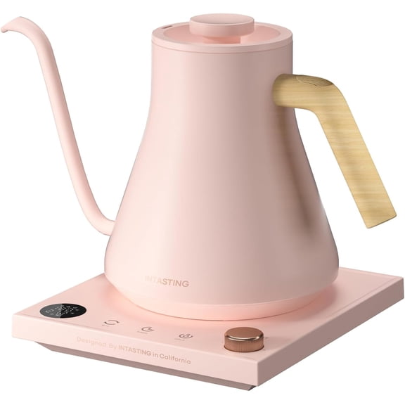 ZJQYDS Electric Kettle, 1 Temperature Control, Stainless Steel Inner, Quick Heating, for Pour Over Coffee, Brew Tea, Boil Hot Water, 0.9L Pink