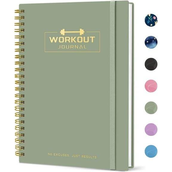ZJQYDS Fitness Workout Journal for Women & Men, A5(5.5" x 8.2") Workout Log Book Planner for Tracking, Progress, and Achieving Your Wellness Goals - Green