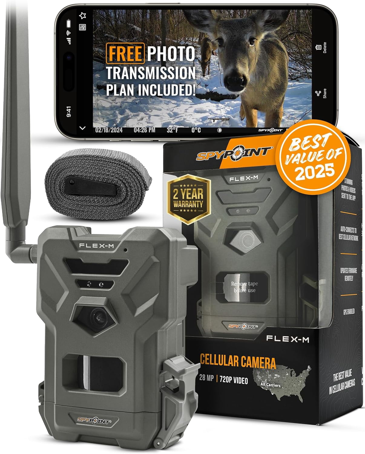 ZJQYDS Flex-M Cellular Trail Camera - Best Hunting Accessories, No WiFi Needed, Night Vision, Motion Activated, Dual-Sim LTE, IP65 Water-Resistant Game Camera, 28MP Photos, 720p Videos + Sound (1)
