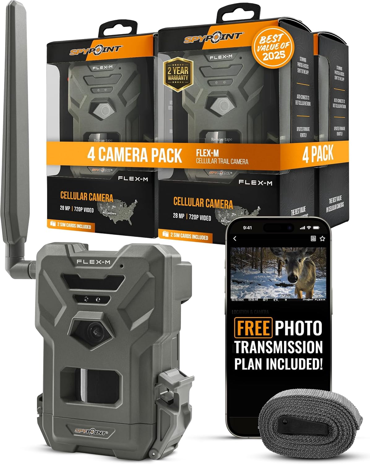 ZJQYDS Flex-M Cellular Trail Camera - Best Hunting Accessories, No WiFi Needed, Night Vision, Motion Activated, Dual-Sim LTE, IP65 Water-Resistant Game Camera, 28MP Photos, 720p Videos + Sound (4)