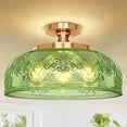 thumbnail image 1 of ZJQYDS Flush Mount Ceiling Light, 12 Inch Large Ceiling Light Fixture Gold, 3-Light Globe Glass Farmhouse Kitchen Lighting Fixtures for Bathroom, Hallway, Dining Room (Bulb Not Included), 1 of 15