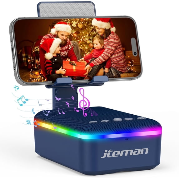 ZJQYDS Gifts for Men Women,Cell Phone Stand with Bluetooth Speaker,LED Light,and Lanyard,Cool Tech Gadgets,Unique Birthday Gifts for Men Husband Mom Dad-Blue