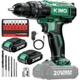 thumbnail image 1 of ZJQYDS Hammer Drill - 20V 2X Battery Hammer Drill Cordless Drill Set, 350 In-lb Torque, 3/8" Chuck, 1350 RPM, 21+3 Position,14pcs Drill/Driver Bits, Power Drill Drivers for Concrete Brick Wall, 1 of 9