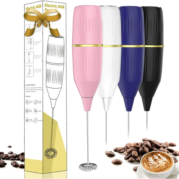 ZJQYDS Handheld Milk Frother Wand for Coffee, Matcha, Latte, Cappuccino, Hot Chocolate, Egg, Pink