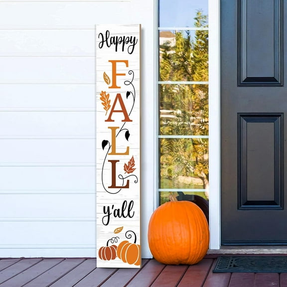 ZJQYDS Happy Fall Y'all Wooden Porch Sign 47" Autumn Large Welcome Porch Sign for Pumpkin Sign Home Front Door Yard Party Decor