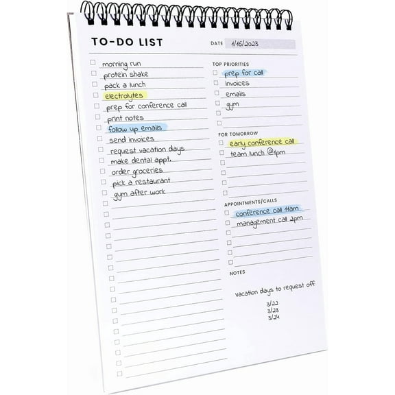 ZJQYDS Of a Happy Kind To Do List Notepad: With Multiple Functional Sections - 6.5 x 9.8 60 Sheets - Spiral Daily Planner Notebook - Task CheckList Organizer Agenda Pad for Work - Note
