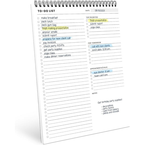 ZJQYDS Of a Happy Kind To Do List Spiral Notepad 8.5x11 52 Sheets - Multiple Functional Sections - Daily Planner Notebook - Task Todo Checklist, Agenda