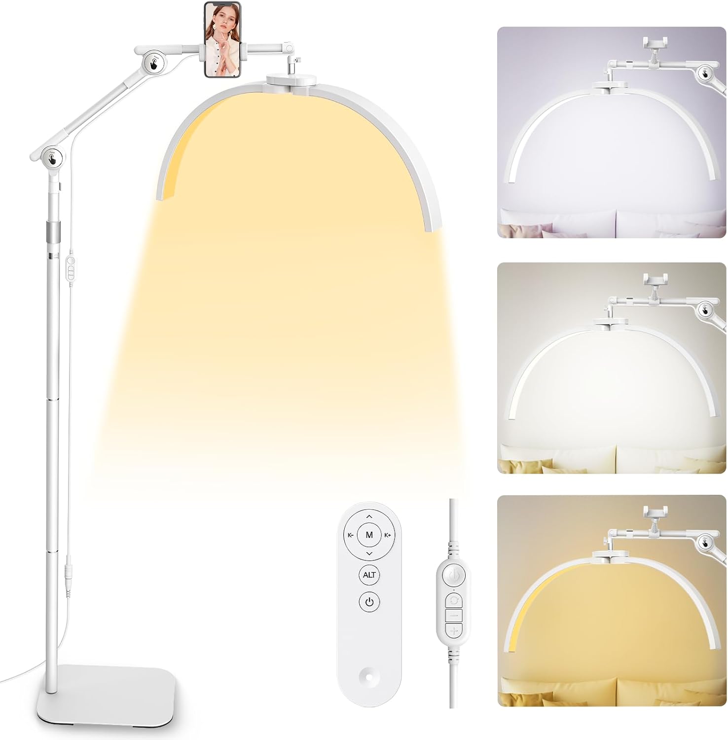 ZJQYDS Lash Light for Eyelash Tech: Foldable Half Moon LED Lamp with Phone Holder for Eyelash Extension - Lash Artist Tech Tattoo, Esthetician