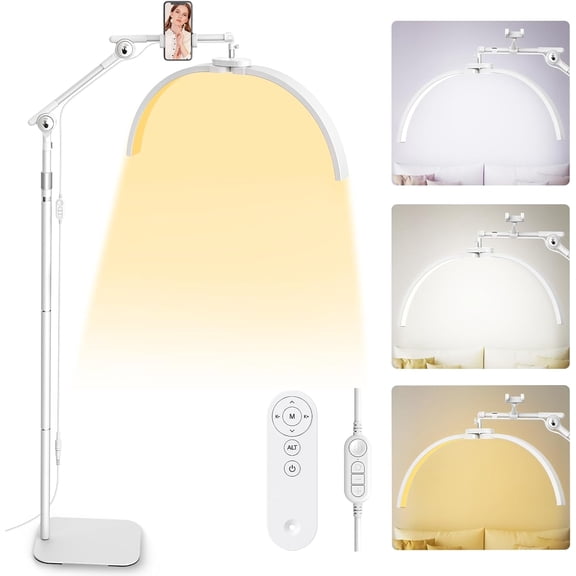 ZJQYDS Lash Light for Eyelash Tech: Foldable Half Moon LED Lamp with Phone Holder for Eyelash Extension - Lash Artist Tech Tattoo, Esthetician