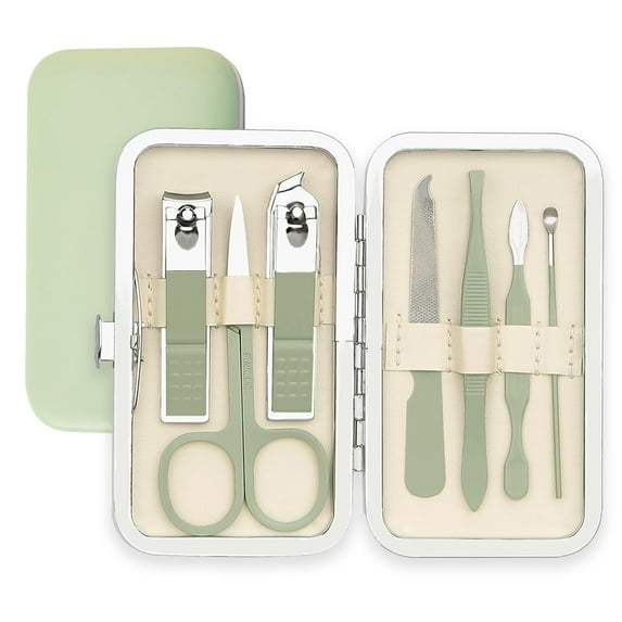 ZJQYDS Manicure Set, Nail Clipper Kit, Nail Clipper Set, Nail Care Kit, 8 In 1 Professional Manicure Kit Personal Care, Stainless Steel Facial Pedicure Care Tools, Grooming Kit for Women Men, Green
