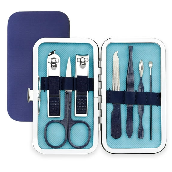 ZJQYDS Manicure Set, Nail Clipper Kit, Nail Clipper Set, Nail Care Kit, 8 In 1 Professional Manicure Kit Personal Care, Stainless Steel Facial Pedicure Care Tools, Grooming Kit for Women Men, Blue