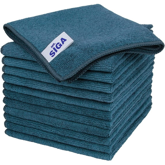 ZJQYDS Microfiber Cleaning Cloth, All-Purpose Microfiber Towels, Streak Free Cleaning Rags, Pack of 12, Light Teal, Size 32 x 32 cm(12.6 x 12.6 inch)