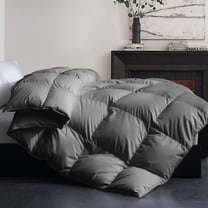 ZJQYDS Queen Size Feather Down Fiber Comforter - Grey 100% Cotton Duvet Insert - Luxury All Season Hotel Bedding Comforter,Medium Warmth 90 x 90 Inch
