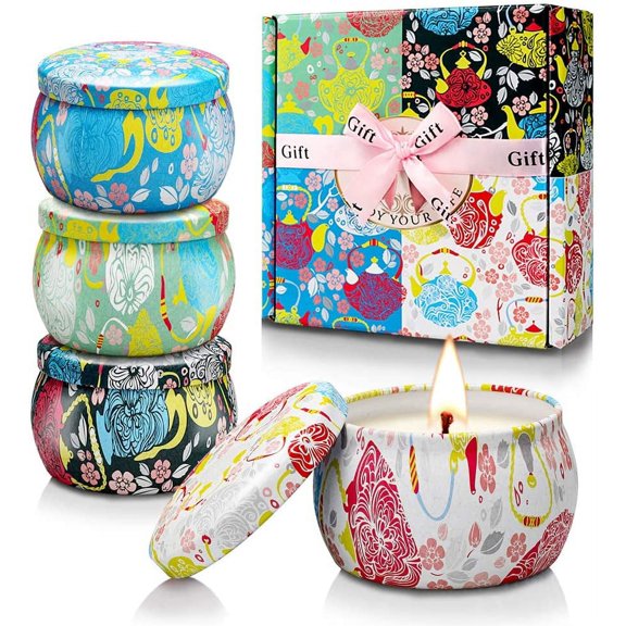 ZJQYDS Scented Candles, 4 Packs 4.4oz Candle Set, Soy Candles for Home Scented, Aromatherapy Candle for Stress Relief, Bathing, Ideal Gifts for Women Birthday, Thanksgiving, Christmas