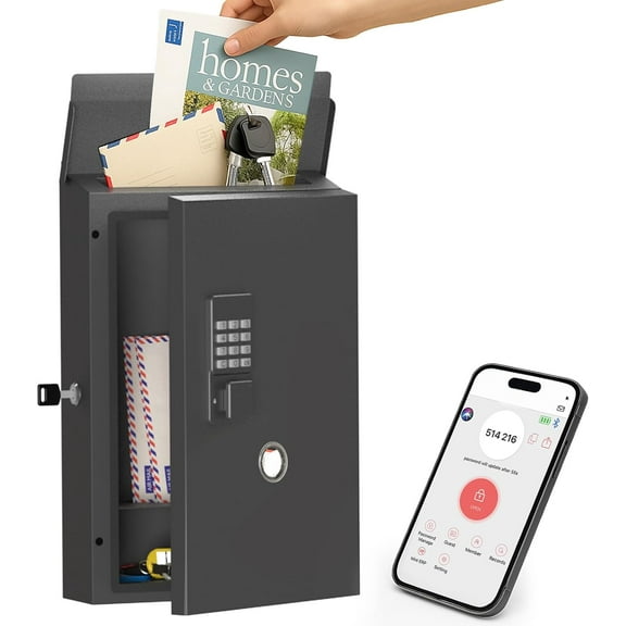 ZJQYDS Secure 2-in-1 Mailbox & Key Box with Smart Lock Galvanized Steel Rust-Proof, Durable, Weatherproof Mail & Key Storage for Home
