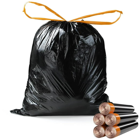 ZJQYDS Small Drawstring Trash Bag,Easy to Tear and Pack,4 Gallon Garbage Bags,75 Counts
