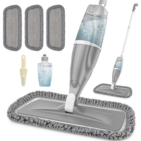 ZJQYDS Spray Mops for Floors Cleaning: Dust Mop Wet Mop with 3 Washable Pads -Refillable Bottle and 1 Scraper - Flat Floor Mop for Hardwood Laminate Ceramic Tiles Vinyl Woood