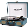 thumbnail image 1 of ZJQYDS Vinyl Record Player 3-Speed Bluetooth Suitcase Portable Belt-Driven Record Player with Built-in Speakers RCA Line Out AUX in Headphone Jack Vintage Turntable Coral Blue, 1 of 14