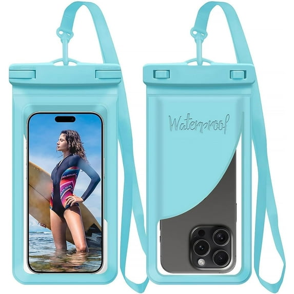 ZJQYDS Waterproof Phone Case, with Inside Card Holder, Large Waterproof Pouch for iPhone 16 15 14 13 Pro Max, IPX8 Certified Cellphone Travel Accessories for Vacation Must Haves, 1 Pack-Blue-8.3″