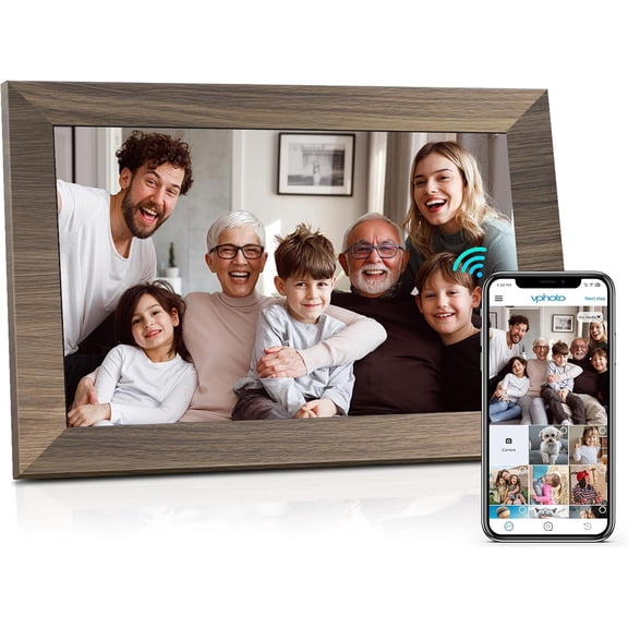 ZJQYDS WiFi Digital Picture Frame 10.1 Inch, IPS Touch Screen Smart Cloud Digital Photo Frame with 16GB Storage, Wall Mountable, Auto-Rotate, Share Photos from Anywhere Via App