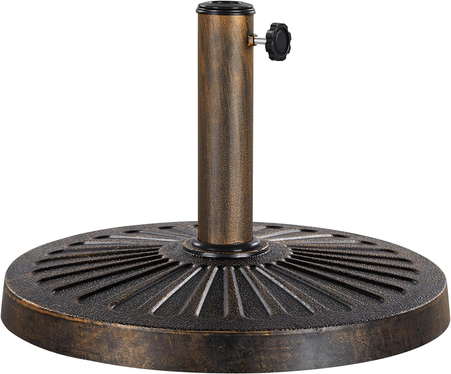 ZJTER 18" 26.5lbs Outdoor Patio Umbrella Base Round All Weather Umbrella Stand for Patio, Deck & Garden, Bronze