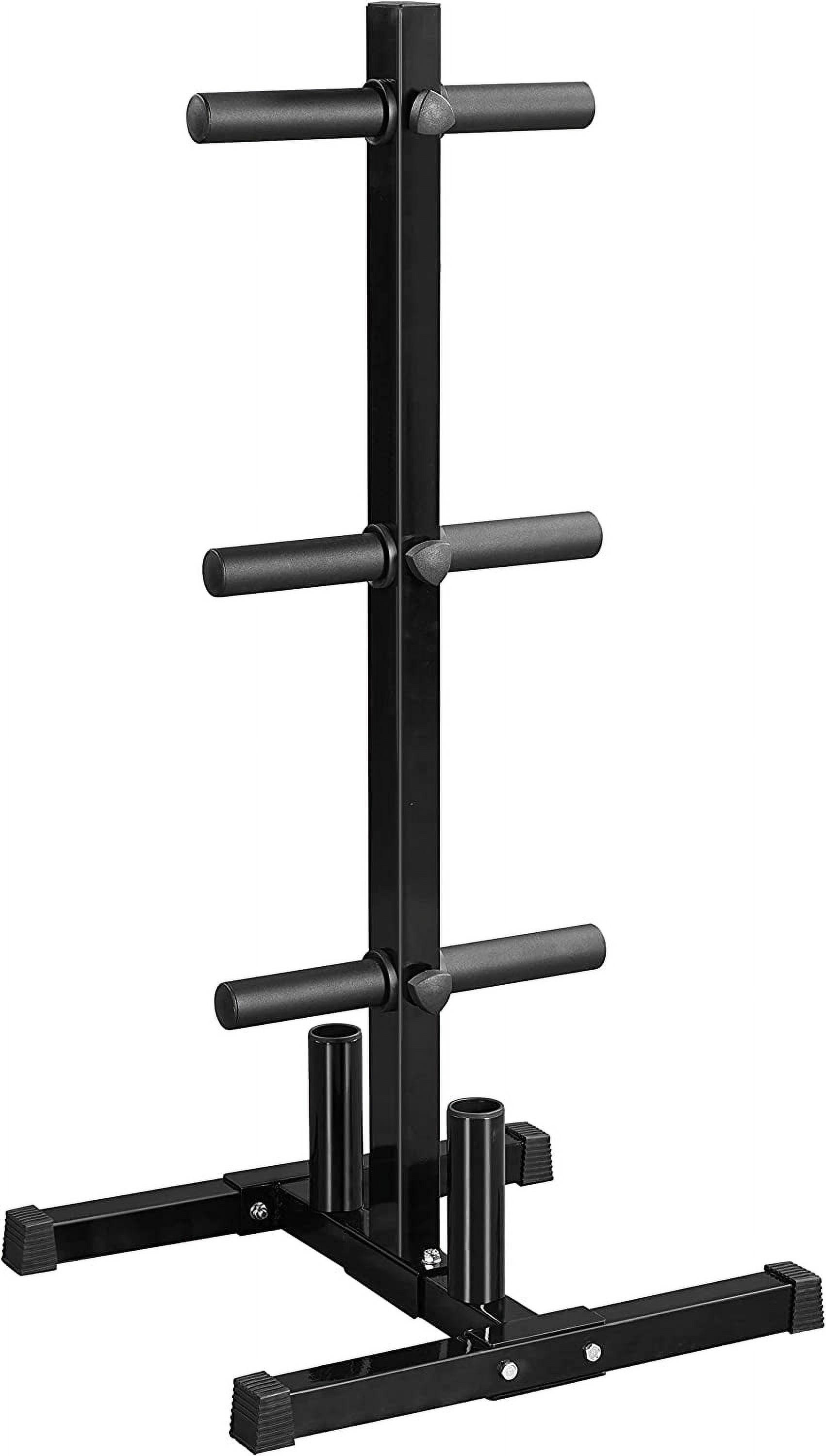 ZJTER 2-inch Barbell Plate and Dumbbell Racks Tree Plate Rack Weight Bumper Plate Holder w/ 2 Bar Holder